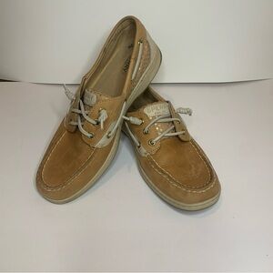 Sperry Top Sider Tan Leather Loafers Boat Shoes STS98318 Womens Size 9M 3 Eye